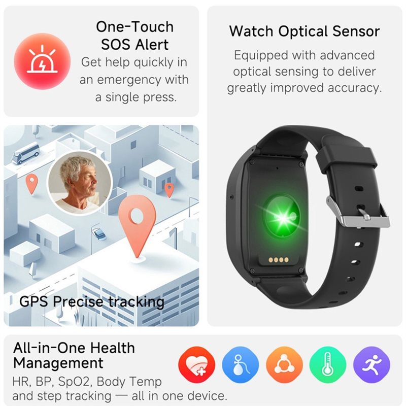 4G 노인용 알람 GPS 시계 4G 노인용 시계 GPS - Fall Detection Watch 리뷰 및 가격
